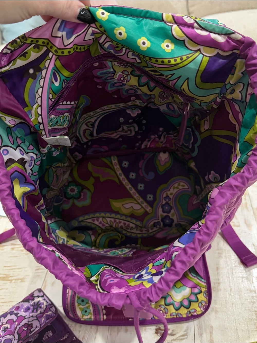 Vera Bradley Quilted Berry Plum Purple Backpack with Matching Riley Wallet Set - Picture 8 of 9